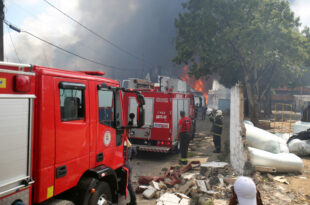 Firefighters during fire tragedy